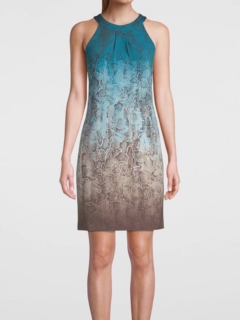 NWT White House Black Market - Blue Ombre Snake-Print Halter Dress